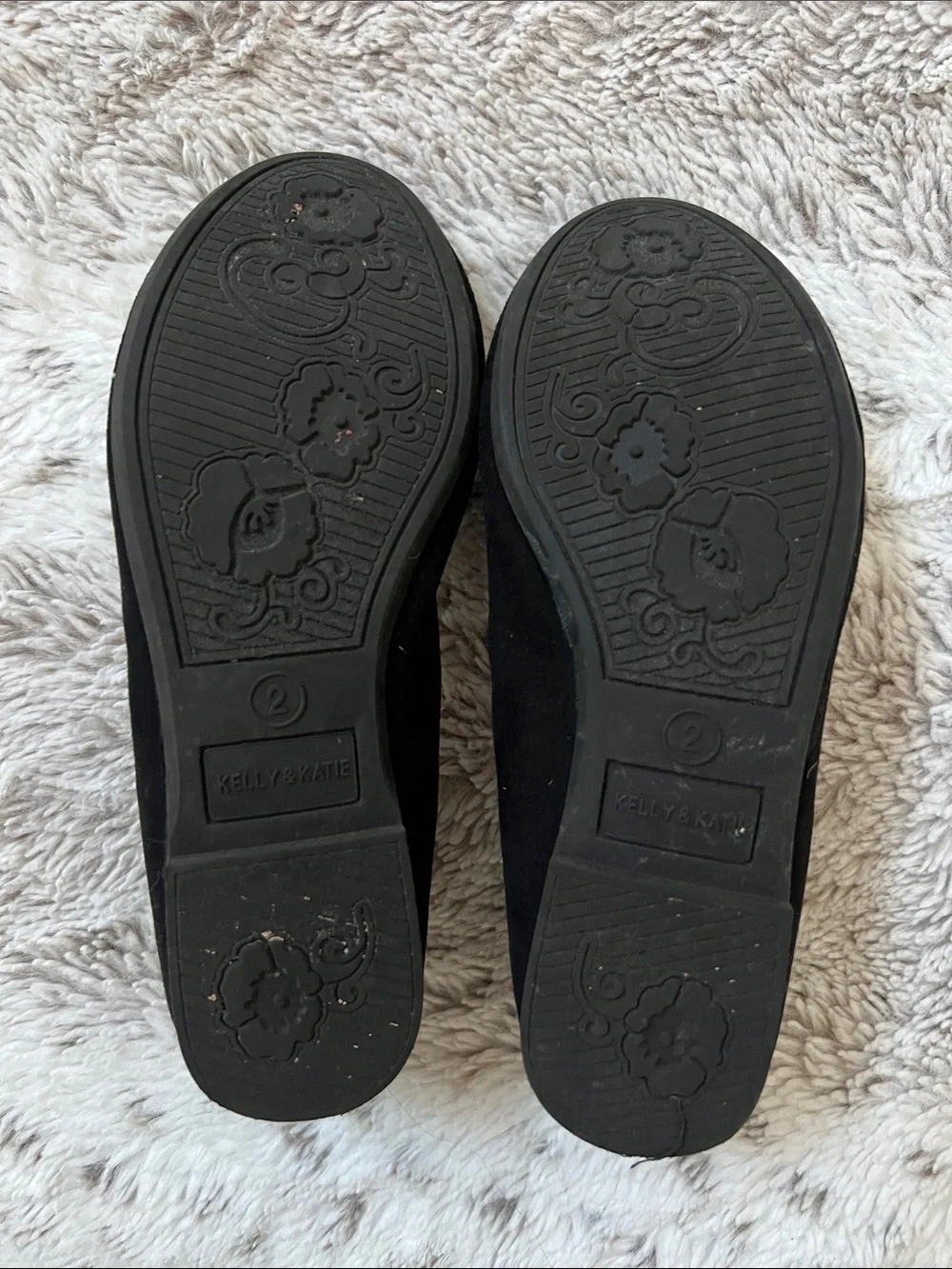 2 | Girls Kelly & Katie Black Ballet Flats with Bow Accent